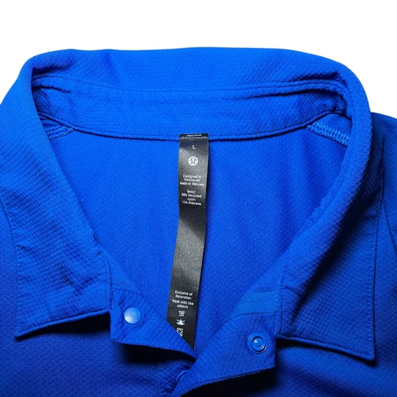 Men's Lululemon Snap Front Performance Short Sleeve Polo - Symphony Blue - Picture 9 of 9